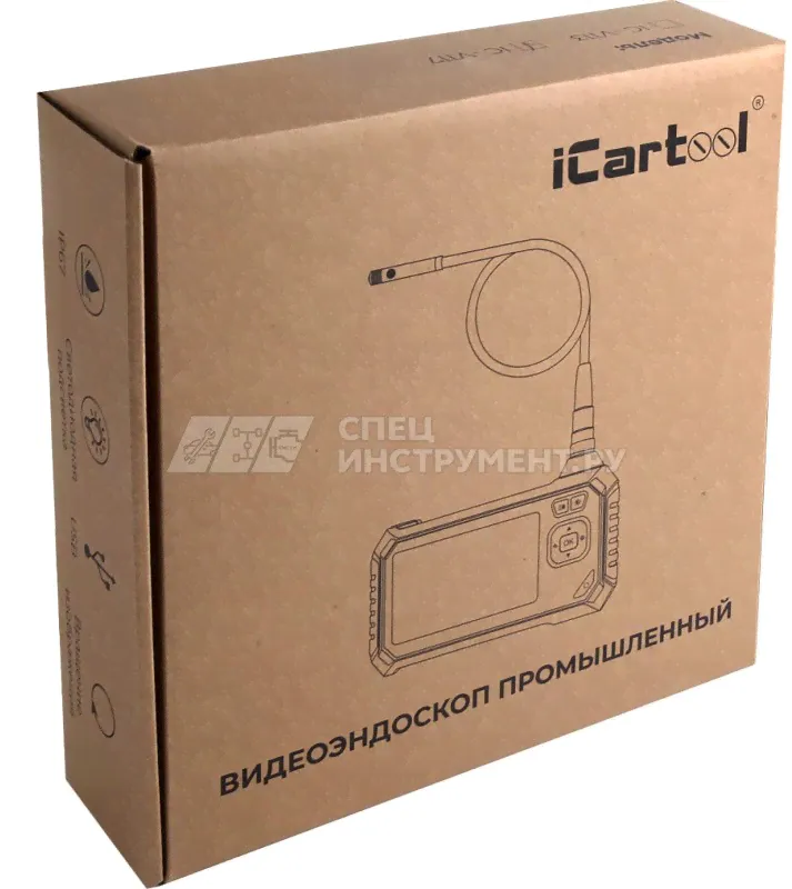 Видеоэндоскоп промышленный защищенный, 4.3", 2Мп, Dual Lens, 1280х720, 3м, 8 мм, iCartool IC-V117-3